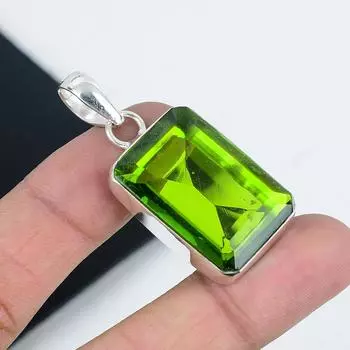 Изящный кулон с драгоценным камнем перидот, серебро 925 пробы — дизайн ручной работы, повседневные украшения, уникальный кулон с перидотом в подарок для нее 2.36 зелёный