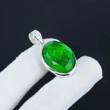 Изящный серебряный кулон с драгоценным зеленым огненным опалом из стерлингового серебра 925 пробы - дизайн груши ручной работы, повседневная одежда, праздничный наряд, подарок 1.77 зелёный
