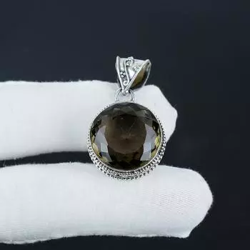 Изящный серебряный кулон с дымчатым топазом из стерлингового серебра 925 пробы — дизайн груши ручной работы, повседневная бижутерия, подарок на День матери 1.77 коричневый