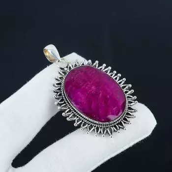 Изящный серебряный кулон с рубиновым камнем из серебра 925 пробы — овальный дизайн ручной работы, повседневная бижутерия, подарок на День благодарения 2.16 красный