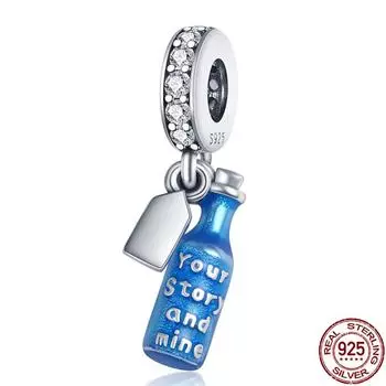 Изящный Стерлингового Серебра 925 Синий Спортивная Бутылка Для Воды Очарование Подходит Модный Браслет и Браслет Модные Ювелирные Изделия Для Вечеринки Подвеска Для Девочки Подарок