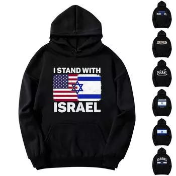 Израиль, женская мода, повседневный свободный плюшевый пуловер с длинными рукавами и круглым вырезом с буквенным принтом и веревочной толстовкой L