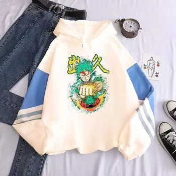 Izuku Deku Print Hooded My Hero Academia Clothing Men Women Trendy Hoodies Comfortable Streetwear Harajuku Unisex Sweatshirt XS чёрный