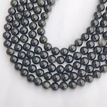Изумительные серебряные бусины из обсидиана, круглые свободные бусины из натурального драгоценного камня класса ААА, размер 6 мм, 8 мм, 10 мм, бусины длиной 14–15 дюймов. 6 MM 1 Strand Beads