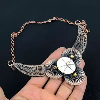 Изумительный глаз Шивы, драгоценный камень ручной работы из чистой медной проволоки, ювелирное ожерелье для любви 18 Inches белый