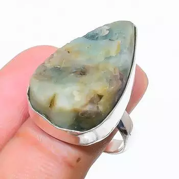 Изумруд натуральный драгоценный камень 925 стерлингового серебра ювелирное кольцо размер 6.5 V0l32