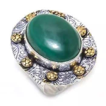 Изумруд натуральный драгоценный камень подарочное украшение ручной работы двухцветное кольцо размер 7 j9c12