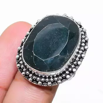 Изумруд натуральный драгоценный камень ювелирное изделие из серебра 925 пробы размер 7 f8U35