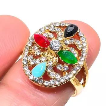 Изумруд натуральный рубин натуральный драгоценный камень ювелирное изделие кольцо ручной работы размер 8 R7G24