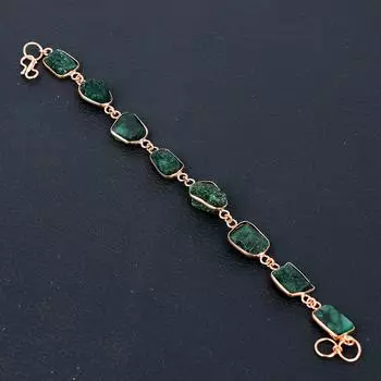 Изумрудный натуральный драгоценный камень ручной работы из меди подарочный браслет на Новый год 7-8 дюймов k7V02