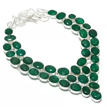 Изумрудный натуральный драгоценный камень ручной работы рождественский подарок ювелирное ожерелье 18 E8W63