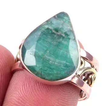 Изумруд(Смоделированный) Двухцветное кольцо ручной работы из стерлингового серебра 925 пробы S.7.5 b5H67