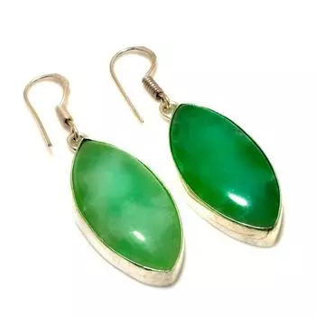 Изумруд(Смоделированный) Ювелирные серьги с драгоценным камнем 925, посеребренные, 1,89 дюйма