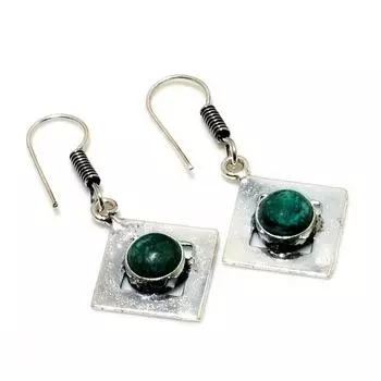 Изумруд(Смоделированный) Ювелирные серьги с драгоценным камнем 925, посеребренные, 1,51 дюйма