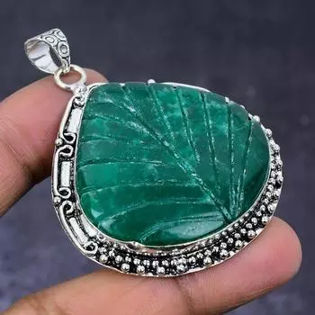 Изумруд натуральный драгоценный камень 925 пробы серебряный кулон ювелирное изделие 2.36 K8o65