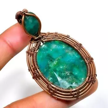 Изумруд(Смоделированный) Ювелирный кулон с драгоценным камнем 925, посеребренный, 2,27 дюйма 2.27 зелёный