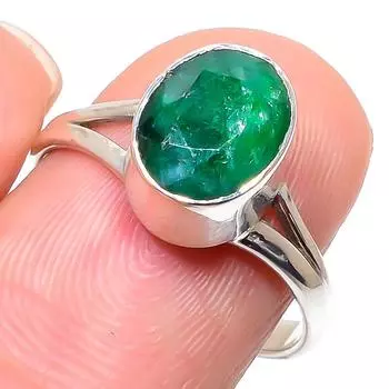 Изумруд(Смоделированный) Кольцо из серебра 925 пробы с драгоценными камнями ручной работы S.9 m3T27