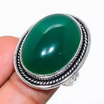 Изумруд(Смоделированный) Кольцо ручной работы из стерлингового серебра 925 пробы с драгоценным камнем, размер 7,5 y5J75