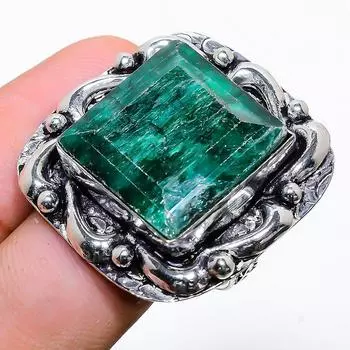 Изумруд(Смоделированный) Кольцо с драгоценными камнями ручной работы в подарок на Новый год, размер 9,5 a9b68