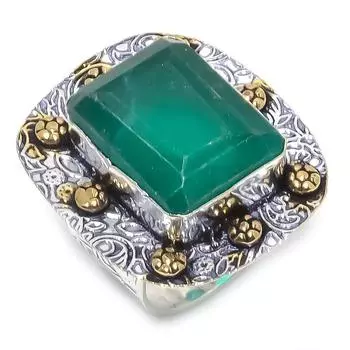 Изумруд(Смоделированный) Подарочное ювелирное изделие ручной работы с драгоценными камнями, двухцветное кольцо размером 6,5 J9n97