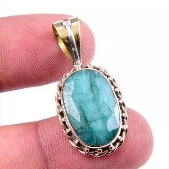 Изумруд(Смоделированный) Подарочный двухцветный кулон ручной работы из стерлингового серебра 925 пробы 1,25 дюйма P2G37