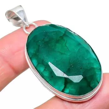 Изумруд(Смоделированный) Подвеска из серебра 925 пробы с драгоценными камнями ручной работы 2,17 дюйма AH-905 2.2 зелёный