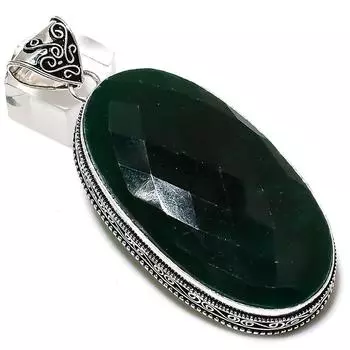 Изумруд(Смоделированный) Подвеска из серебра 925 пробы с драгоценными камнями ручной работы 3,15 дюйма Y3K68