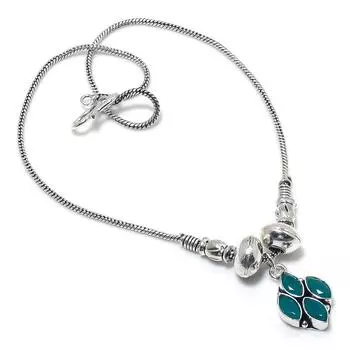 Изумруд(Смоделированный) Рождественский подарок ручной работы с драгоценными камнями, ожерелье 18 дюймов K5M48