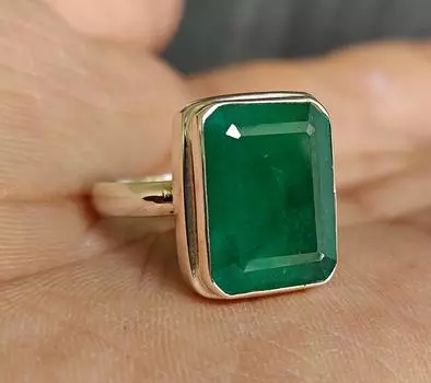 Изумрудное кольцо для женщин, эффектное кольцо, серебро 925 пробы, кольцо с драгоценным камнем, украшения ручной работы, кольцо в стиле бохо, подарок для нее 4.5