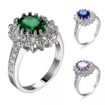 Изумрудное кольцо : Европейская и американская мода, свадебные украшения для королев и принцесс. Size 7 изумрудный/зелёный