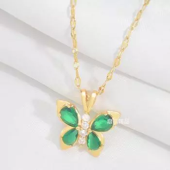 Изумрудное ожерелье-бабочка, женский дизайн, высокое чувство стиля, простое, универсальное, цепочка для ключицы, ювелирное изделие