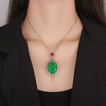 Изумрудное ожерелье, легкое роскошное ожерелье из циркона, подвеска Paraiba изумрудный