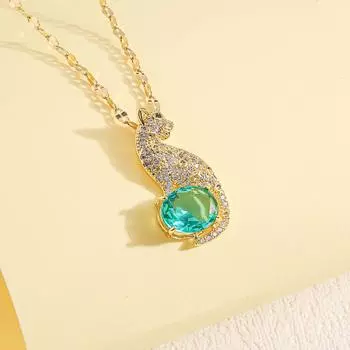 Изумрудное ожерелье Женский тренд Универсальный благородный темперамент Бриллиантовый леопардовый комплект аксессуаров