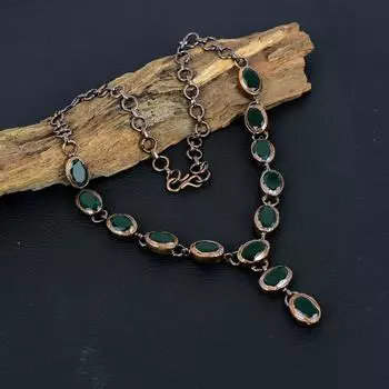 Изумрудное ювелирное ожерелье ручной работы из меди и гальванопластики из драгоценного камня, созданное в лаборатории, для нее 18 Inches With Adjustable зелёный