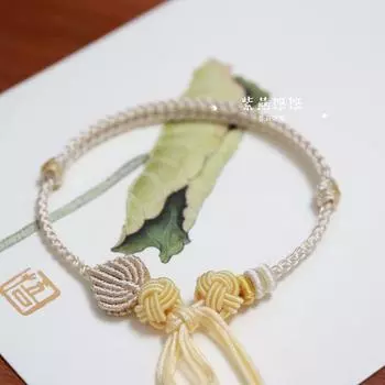 Изумрудный круглый кулон из нефрита Ремешок для ношения Полуфабрикаты Можно сделать своими руками Самостоятельно завязать Бисерная нить Успех в карьере Ручное плетение Ручной шнурок Ремешок для ношения 33# creamy-white Department