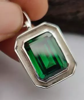 Изумрудный кулон, серебро 925 пробы, кулон с драгоценным камнем, зеленый изумруд 16x12 мм, подарок в стиле бохо для нее, украшения ручной работы