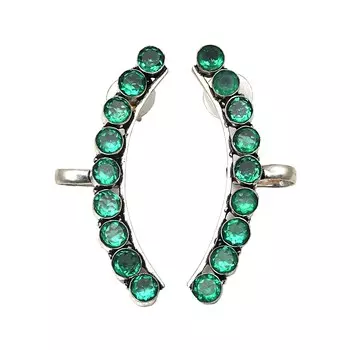 Изумрудный кварцевый драгоценный камень, этническое серебряное ювелирное изделие, серьги-альпинисты 2,5 дюйма