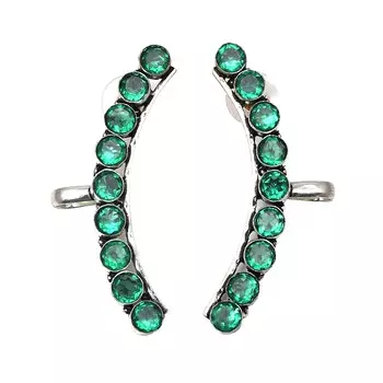 Изумрудный кварцевый драгоценный камень, этническое серебряное ювелирное изделие, серьги-альпинисты 2,5 дюйма