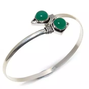 Изумрудный натуральный драгоценный камень ручной работы рождественский подарок браслет-манжета Adj. j7o51