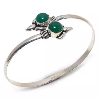 Изумрудный натуральный драгоценный камень ручной работы рождественский подарок браслет-манжета Adj. Z7f03