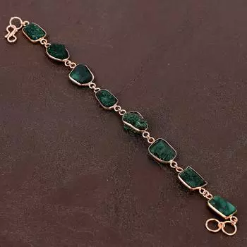 Изумрудный натуральный драгоценный камень ручной работы из меди подарочный браслет на Новый год 7-8 дюймов D8V65