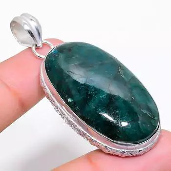 Изумрудный натуральный драгоценный камень ручной работы подарок на Новый год ювелирное украшение кулон 2.29 Q2e44