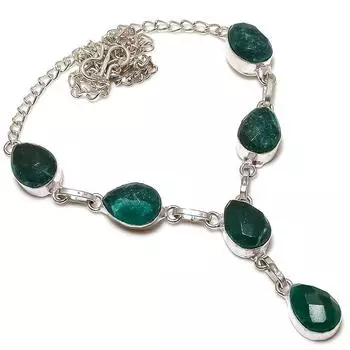 Изумрудный натуральный драгоценный камень ручной работы рождественский подарок ювелирное ожерелье 18 B5f16