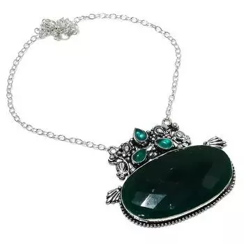 Изумрудный натуральный оникс драгоценный камень 925 стерлингового серебра ювелирные изделия ожерелье 18 i5P15