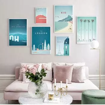 Известные мировые путешествия, серия Лондона, достопримечательности, холст, картина, настенное искусство S и принты, картины для декора гостиной, без рамки 21*30cm