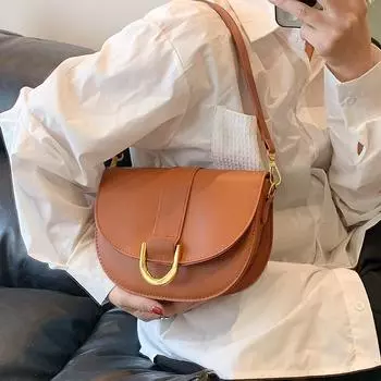 Известный бренд сумки-седла для женщин с золотистой фурнитурой, однотонная сумка через плечо из искусственной кожи, новые роскошные дизайнерские сумки 22x17x7cm