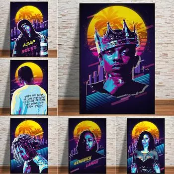 Известный рэпер, звезда, певец, художественная роспись, настенные холсты, постеры и принты, современные портретные картины для гостиной, домашний декор 21x30 No Frame
