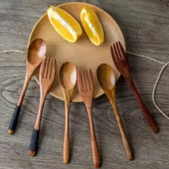 Извилистая ложка-вилка, креативный набор деревянных вилок с длинной ручкой, кухонные принадлежности, посуда 1PcsSpoon