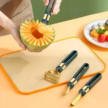 Извлекатель фруктовых шариков Костюм для нарезки фруктов Совок для извлечения Гаджеты для готовки Инструмент для нарезки фруктов Ложка для арбуза из нержавеющей стали