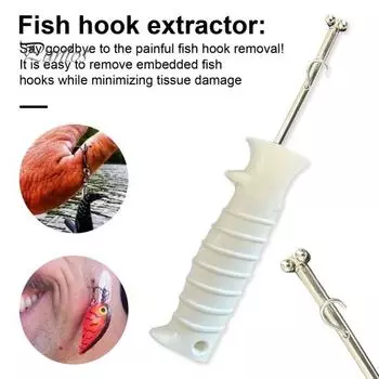 Извлекатель рыболовных крючков Быстросъемный съемник для рыболовных крючков Извлекатель для безопасности Извлекатель с противоскользящей ручкой Инструмент для извлечения рыболовных крючков Устройство для извлечения белый